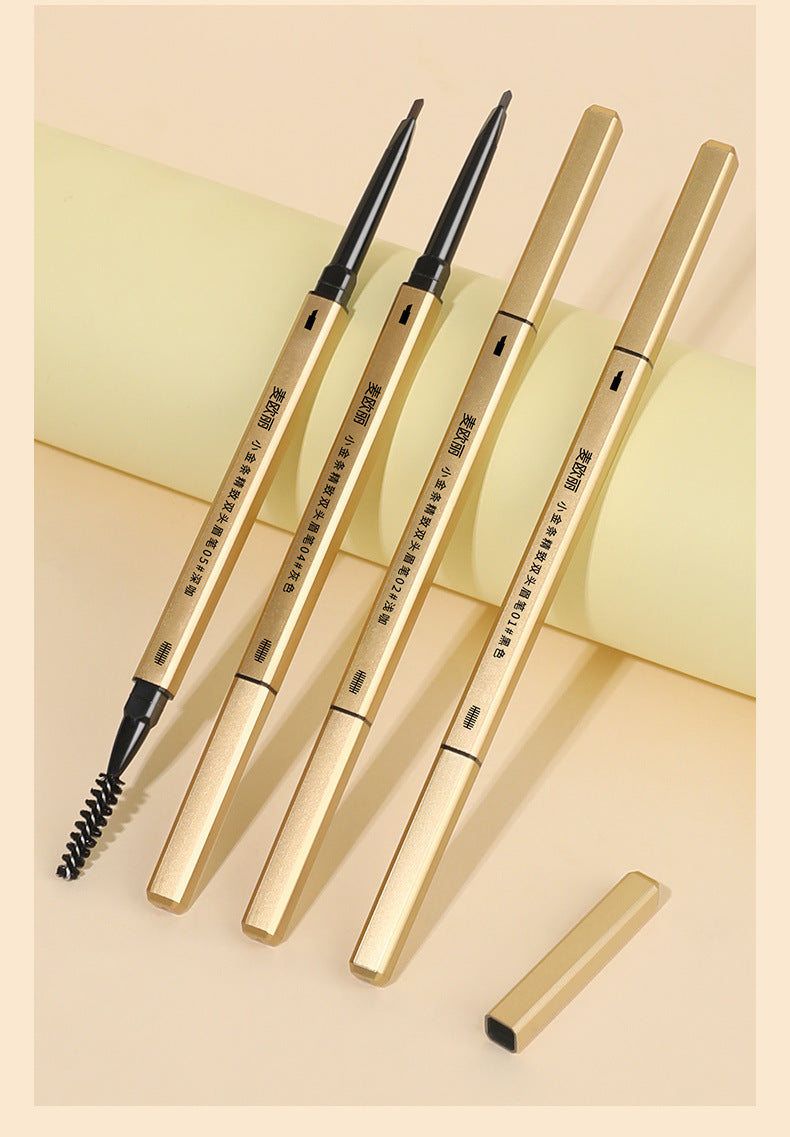 Small Gold Bar Double-Head Eyebrow Pencil Triangle Head & Brush