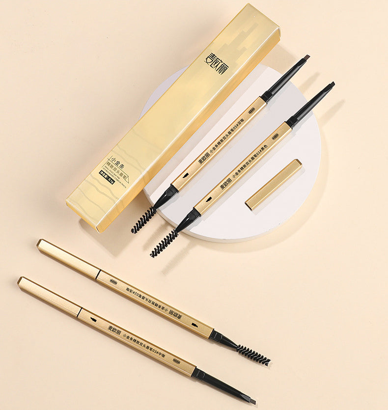 Small Gold Bar Double-Head Eyebrow Pencil Triangle Head & Brush