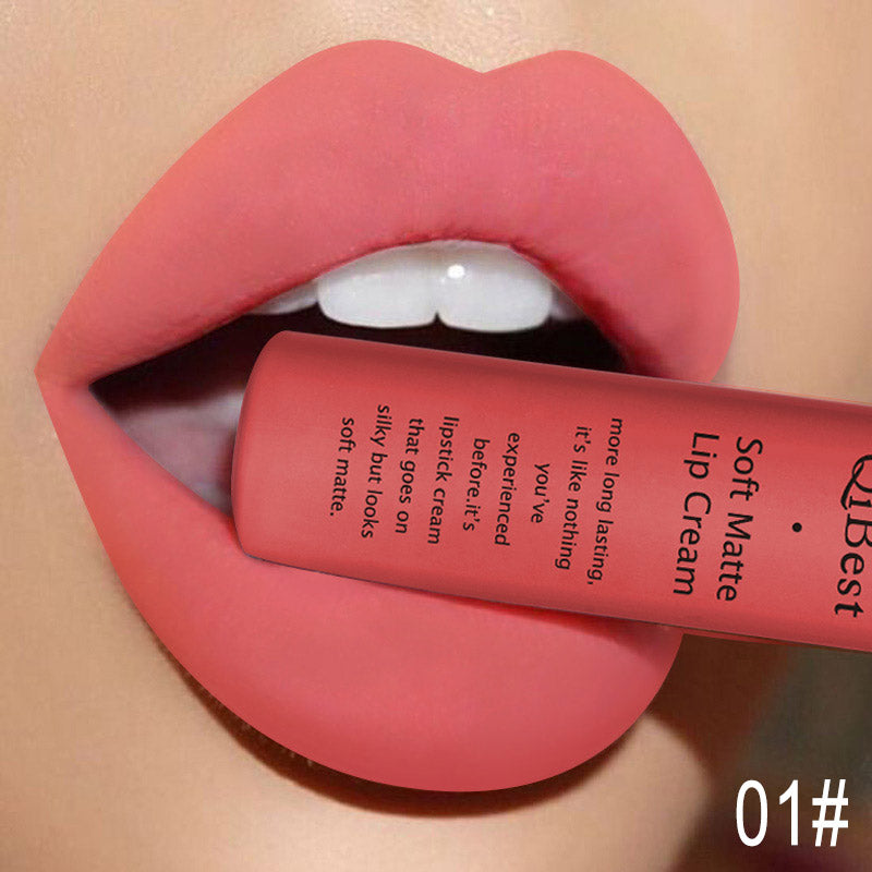 QIBEST Sexy Velvet Matte Lip Gloss Liquid Lipstick Lipgloss Beauty Red Nude Waterproof Long-lasting Lip Stain Makeup For Women