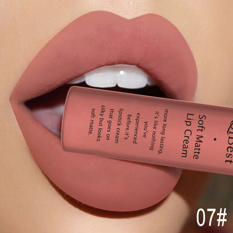 QIBEST Sexy Velvet Matte Lip Gloss Liquid Lipstick Lipgloss Beauty Red Nude Waterproof Long-lasting Lip Stain Makeup For Women