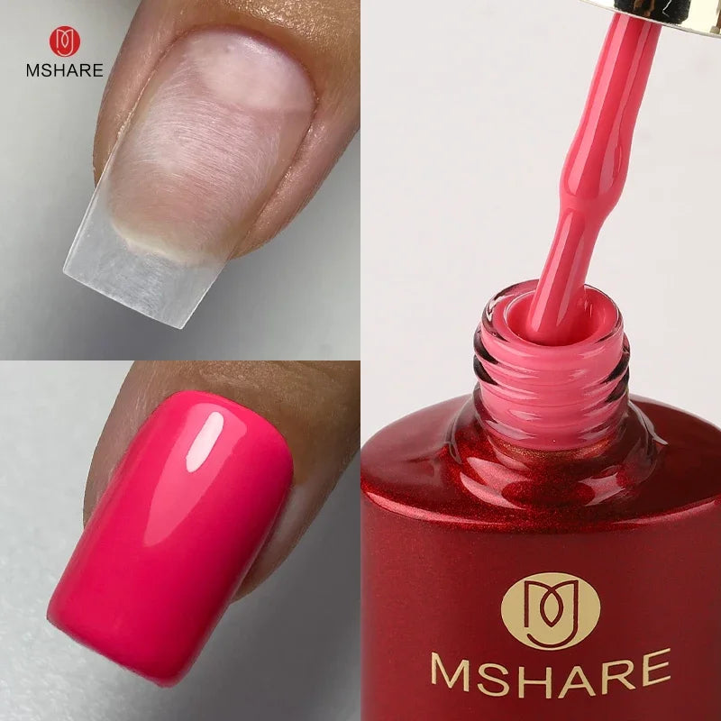 MSHARE Milky Pink Rubber Base Gel Glitter Camouflage Color Coat Soak Off Nails Gels Varnish Lacquer 10ml UV LED Gel Polish