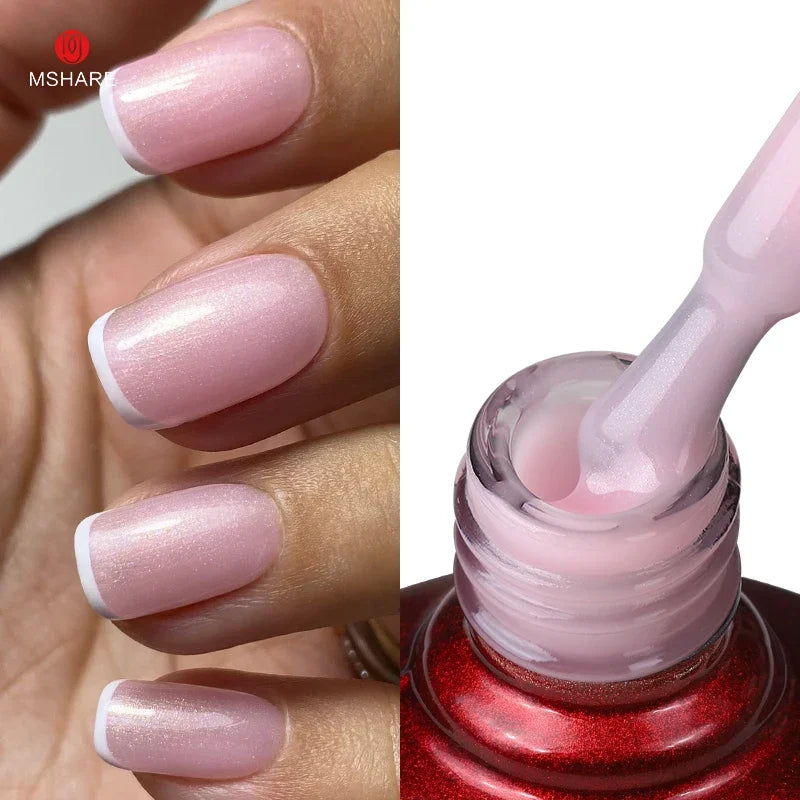 MSHARE Milky Pink Rubber Base Gel Glitter Camouflage Color Coat Soak Off Nails Gels Varnish Lacquer 10ml UV LED Gel Polish