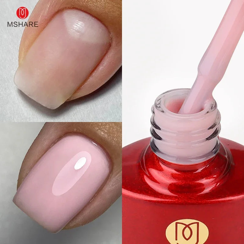 MSHARE Milky Pink Rubber Base Gel Glitter Camouflage Color Coat Soak Off Nails Gels Varnish Lacquer 10ml UV LED Gel Polish