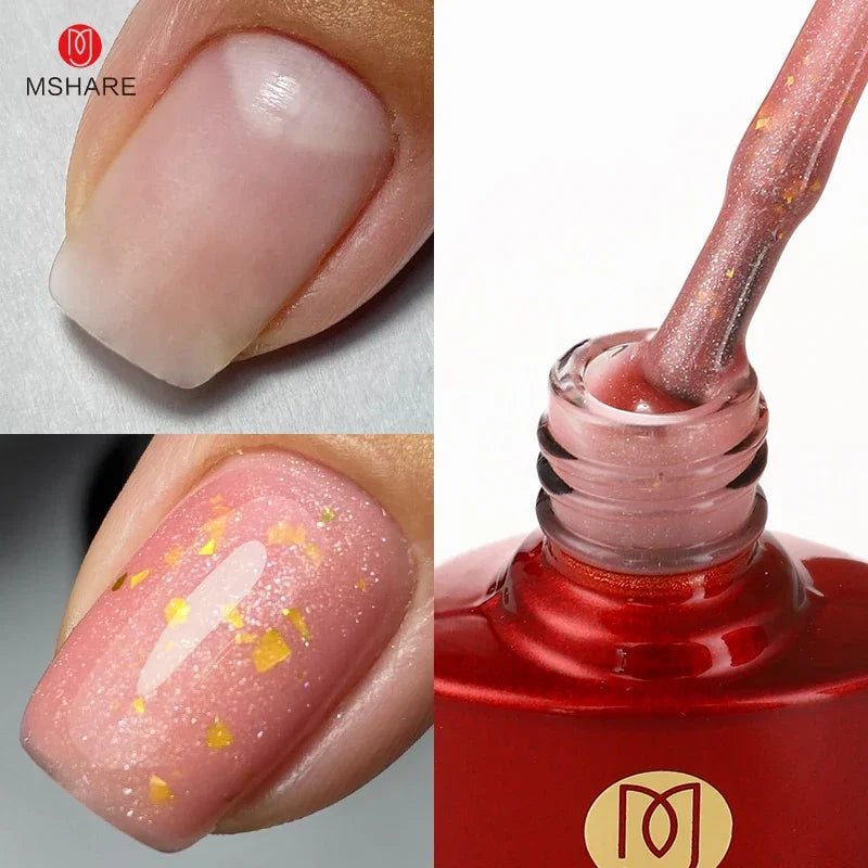 MSHARE Milky Pink Rubber Base Gel Glitter Camouflage Color Coat Soak Off Nails Gels Varnish Lacquer 10ml UV LED Gel Polish