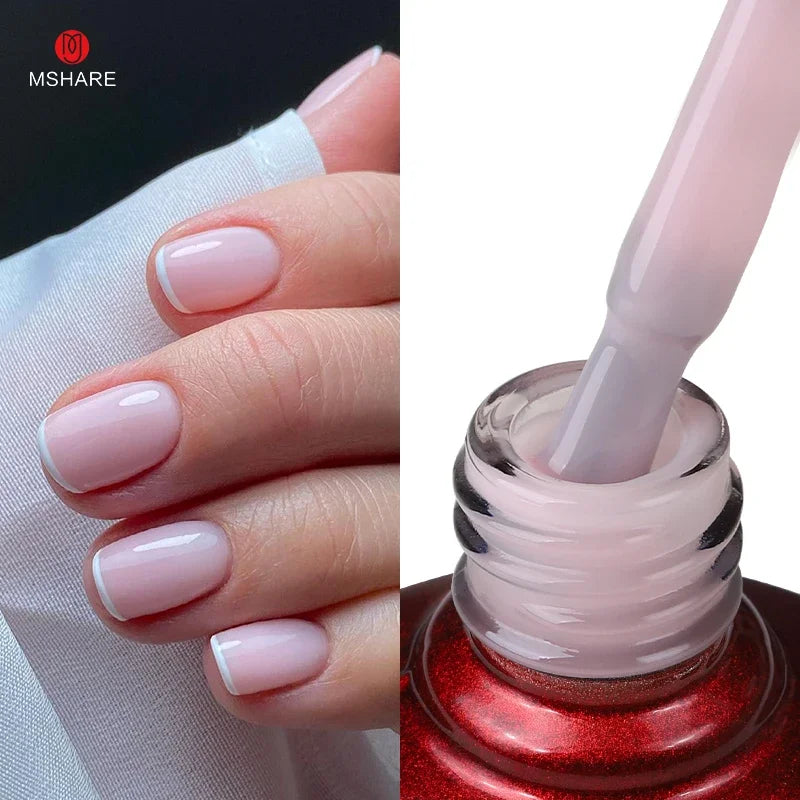 MSHARE Milky Pink Rubber Base Gel Glitter Camouflage Color Coat Soak Off Nails Gels Varnish Lacquer 10ml UV LED Gel Polish