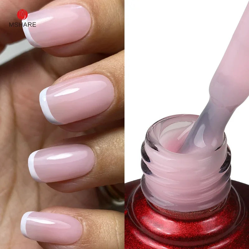 MSHARE Milky Pink Rubber Base Gel Glitter Camouflage Color Coat Soak Off Nails Gels Varnish Lacquer 10ml UV LED Gel Polish