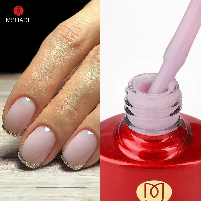 MSHARE Milky Pink Rubber Base Gel Glitter Camouflage Color Coat Soak Off Nails Gels Varnish Lacquer 10ml UV LED Gel Polish