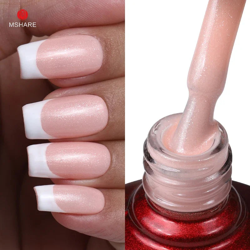 MSHARE Milky Pink Rubber Base Gel Glitter Camouflage Color Coat Soak Off Nails Gels Varnish Lacquer 10ml UV LED Gel Polish