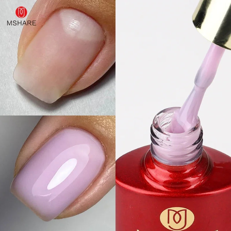 MSHARE Milky Pink Rubber Base Gel Glitter Camouflage Color Coat Soak Off Nails Gels Varnish Lacquer 10ml UV LED Gel Polish