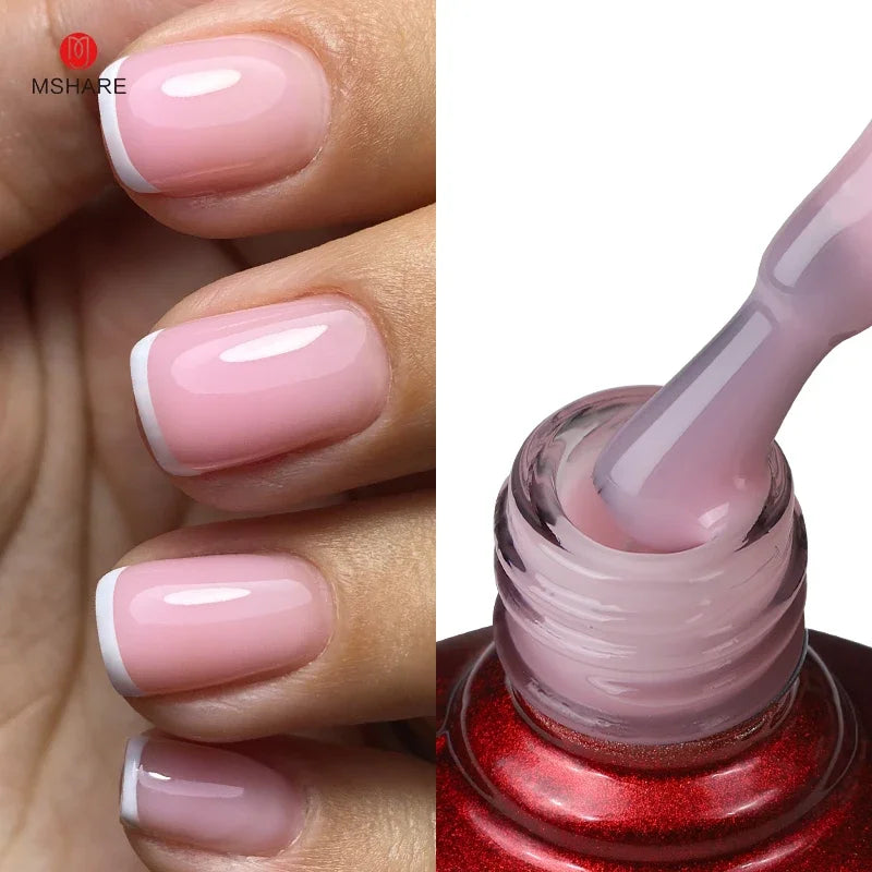 MSHARE Milky Pink Rubber Base Gel Glitter Camouflage Color Coat Soak Off Nails Gels Varnish Lacquer 10ml UV LED Gel Polish