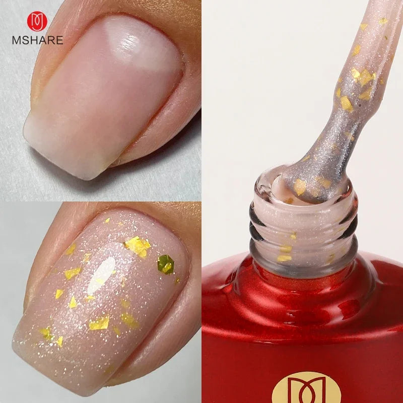 MSHARE Milky Pink Rubber Base Gel Glitter Camouflage Color Coat Soak Off Nails Gels Varnish Lacquer 10ml UV LED Gel Polish