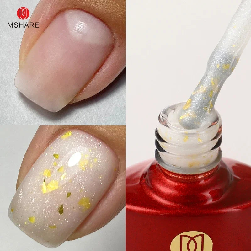 MSHARE Milky Pink Rubber Base Gel Glitter Camouflage Color Coat Soak Off Nails Gels Varnish Lacquer 10ml UV LED Gel Polish