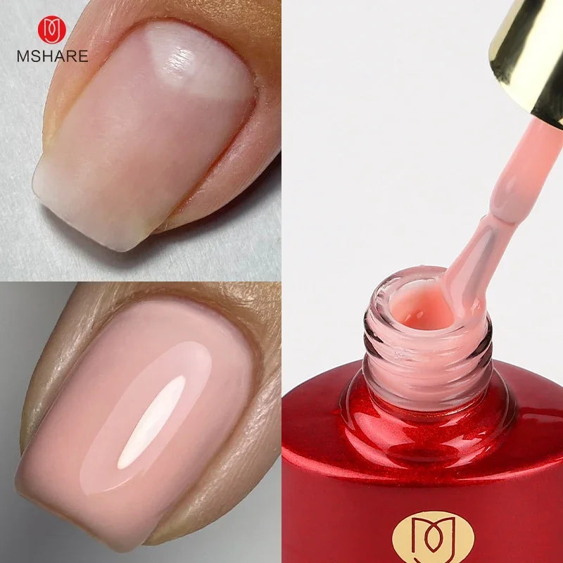 MSHARE Milky Pink Rubber Base Gel Glitter Camouflage Color Coat Soak Off Nails Gels Varnish Lacquer 10ml UV LED Gel Polish