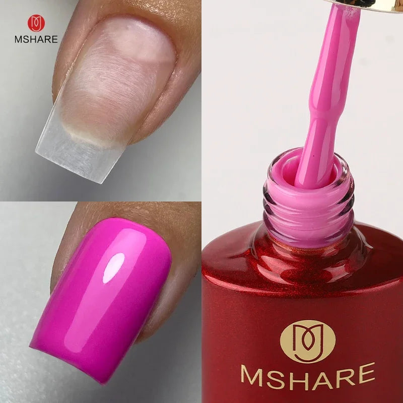 MSHARE Milky Pink Rubber Base Gel Glitter Camouflage Color Coat Soak Off Nails Gels Varnish Lacquer 10ml UV LED Gel Polish