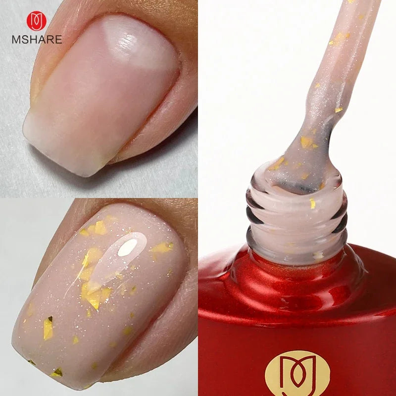 MSHARE Milky Pink Rubber Base Gel Glitter Camouflage Color Coat Soak Off Nails Gels Varnish Lacquer 10ml UV LED Gel Polish