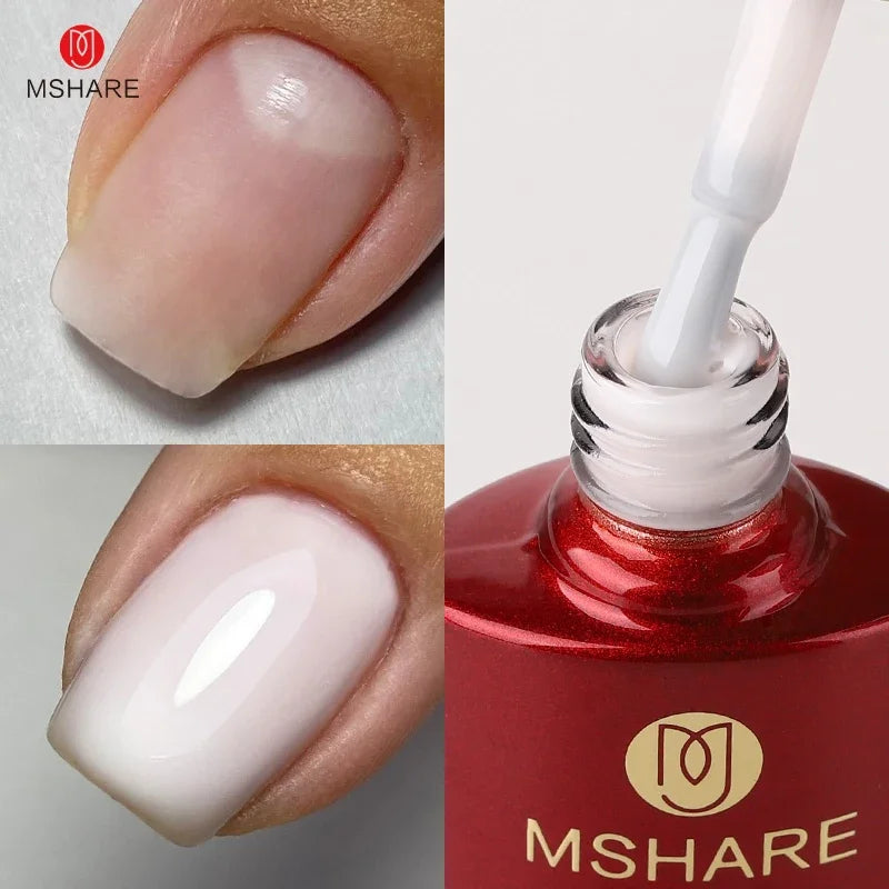 MSHARE Milky Pink Rubber Base Gel Glitter Camouflage Color Coat Soak Off Nails Gels Varnish Lacquer 10ml UV LED Gel Polish