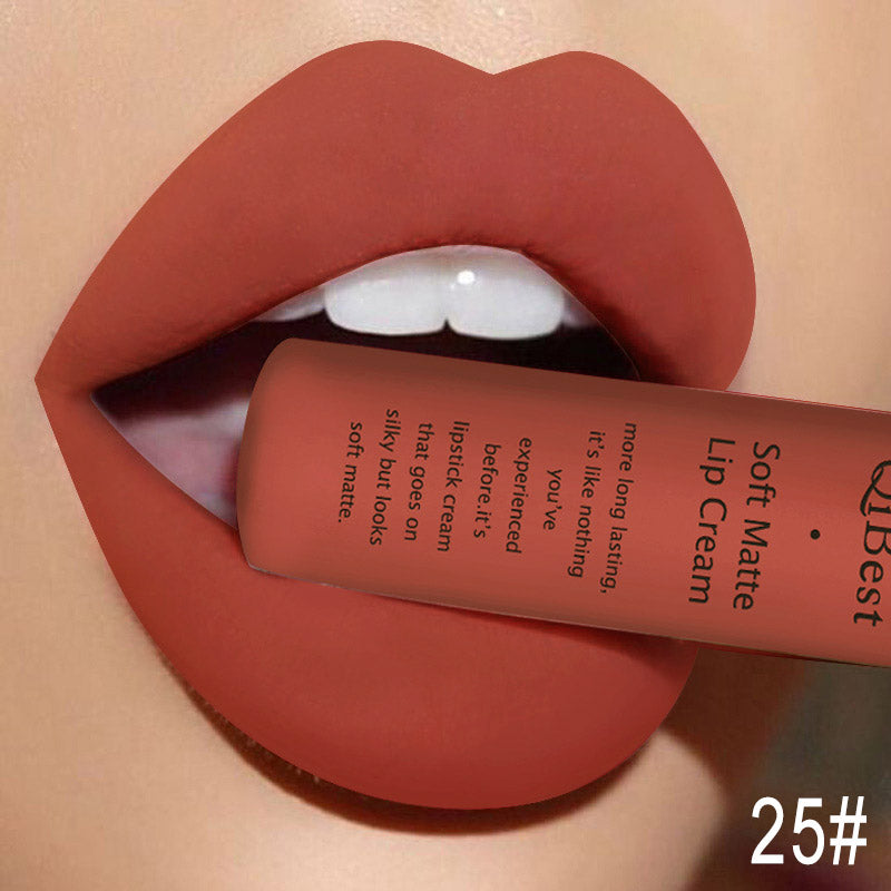 QIBEST Sexy Velvet Matte Lip Gloss Liquid Lipstick Lipgloss Beauty Red Nude Waterproof Long-lasting Lip Stain Makeup For Women